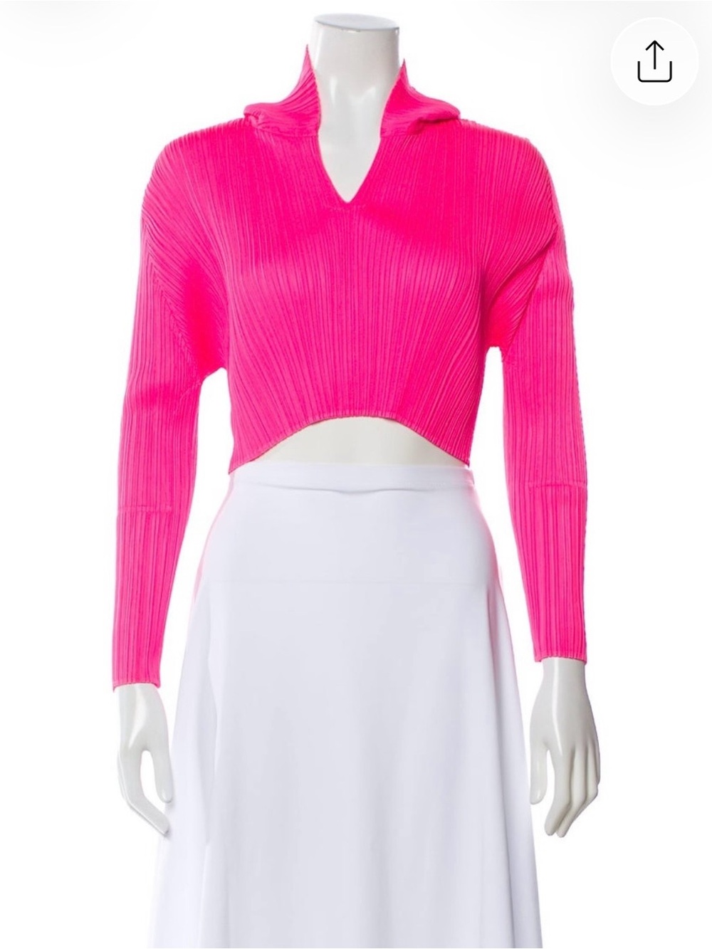 Pleats Please Issey Miyake Hot Pink Pleated Crop Top Size 3